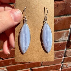 Lavender Blue Lace Agate Drop Earrings - Women Jewelry